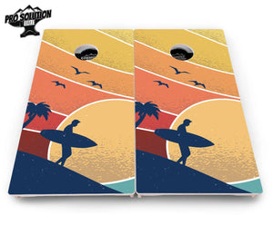Retro Beach Cornhole Boards - Pro Solution Elite Series by Cornhole Solutions, custom cornhole board detail photo 5