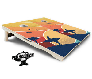 Retro Beach Cornhole Boards - Pro Solution Elite Series by Cornhole Solutions, custom cornhole board detail photo 6