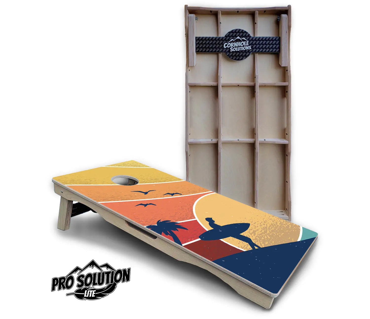 Retro Beach Cornhole Boards - Pro Solution Lite Series by Cornhole Solutions, custom cornhole board detail photo 6