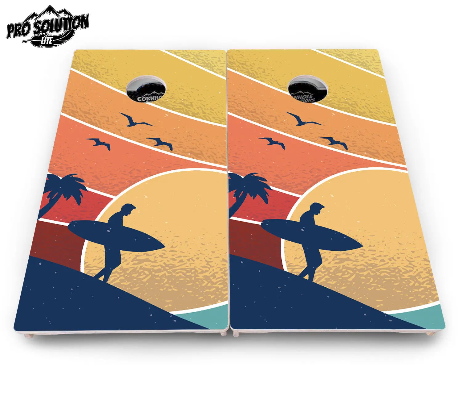 Retro Beach Cornhole Boards - Pro Solution Lite Series by Cornhole Solutions, custom cornhole board detail photo 8