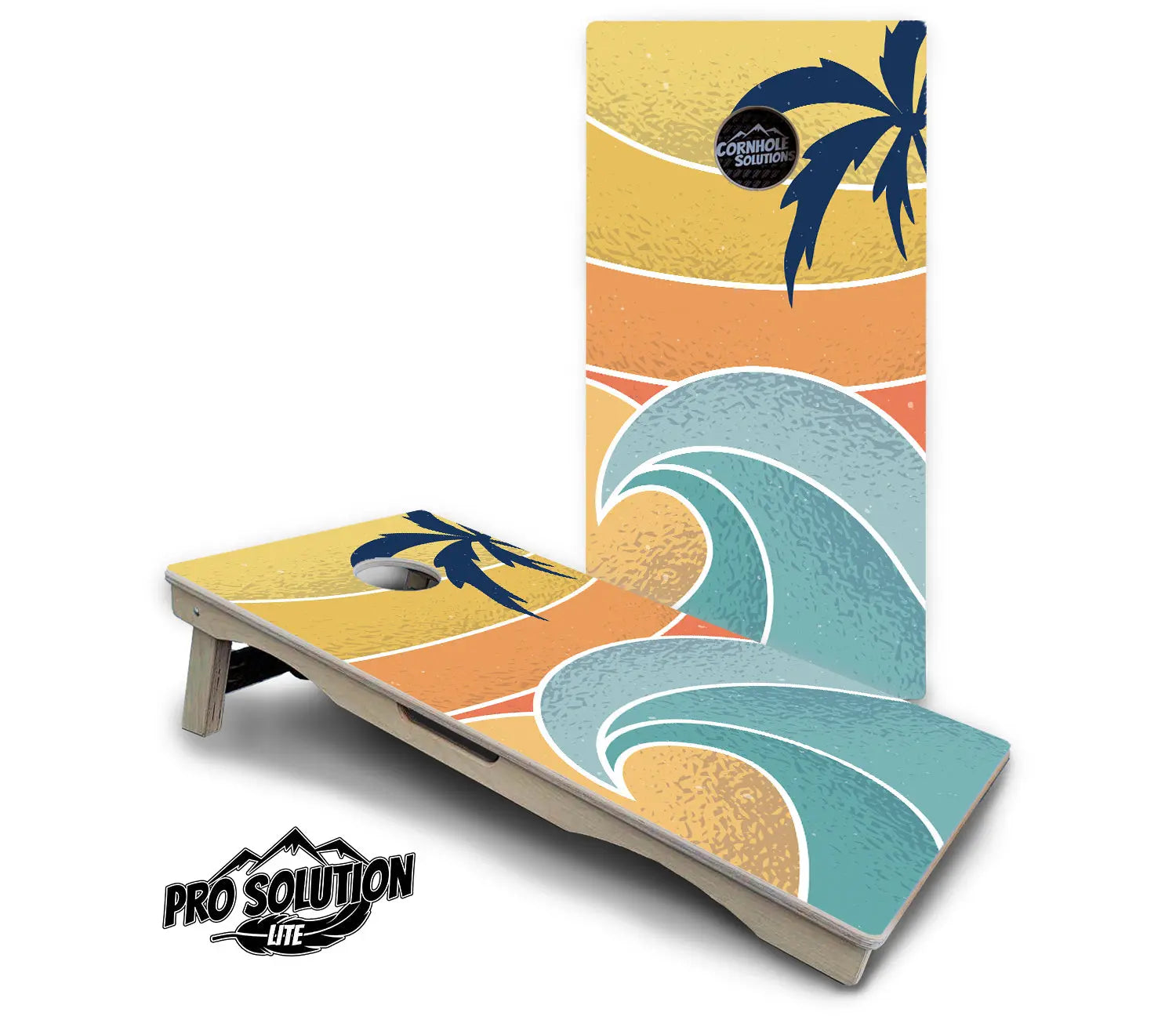 Retro Beach Cornhole Boards - Pro Solution Lite Series by Cornhole Solutions, custom cornhole board detail photo 9