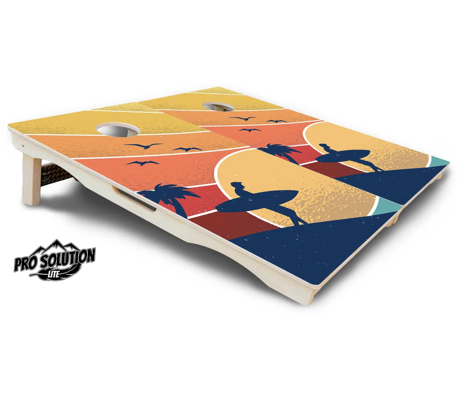 Retro Beach Cornhole Boards - Pro Solution Lite Series by Cornhole Solutions, custom cornhole board detail photo 10