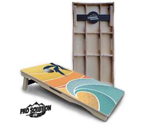 Retro Beach Cornhole Boards - Pro Solution Lite Series by Cornhole Solutions, custom cornhole board detail photo 11