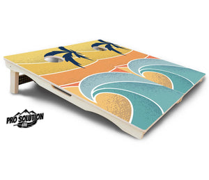 Retro Beach Cornhole Boards - Pro Solution Lite Series by Cornhole Solutions, custom cornhole board detail photo 14