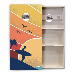 Retro Beach Cornhole Boards - Professional Tournament Series by Cornhole Solutions, custom cornhole board detail photo 2