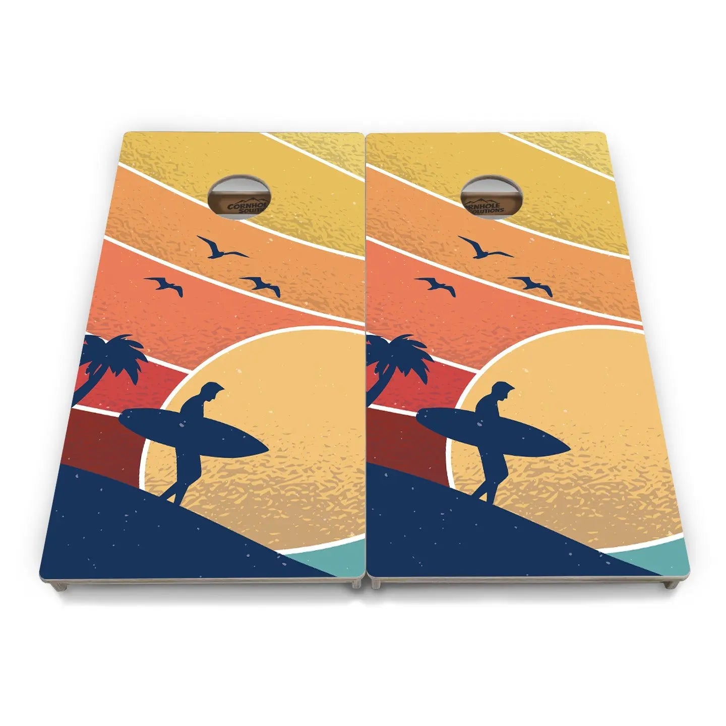 Retro Beach Cornhole Boards - Professional Tournament Series by Cornhole Solutions, custom cornhole board detail photo 6