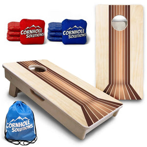 Retro Wood Lines - Mini or Vacation Size Cornhole Boards by Cornhole Solutions, custom cornhole board main product photo