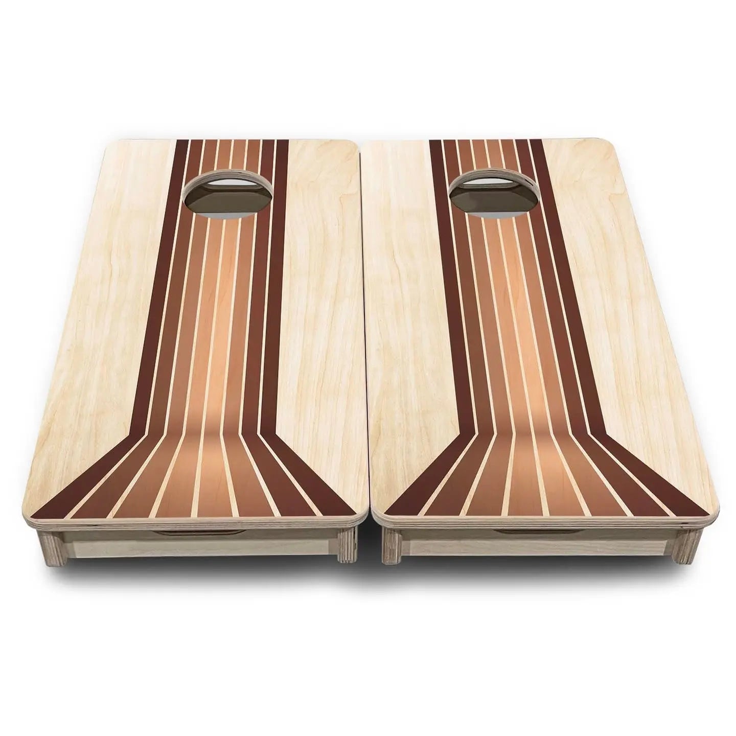 Retro Wood Lines - Mini or Vacation Size Cornhole Boards Cornhole Solutions
