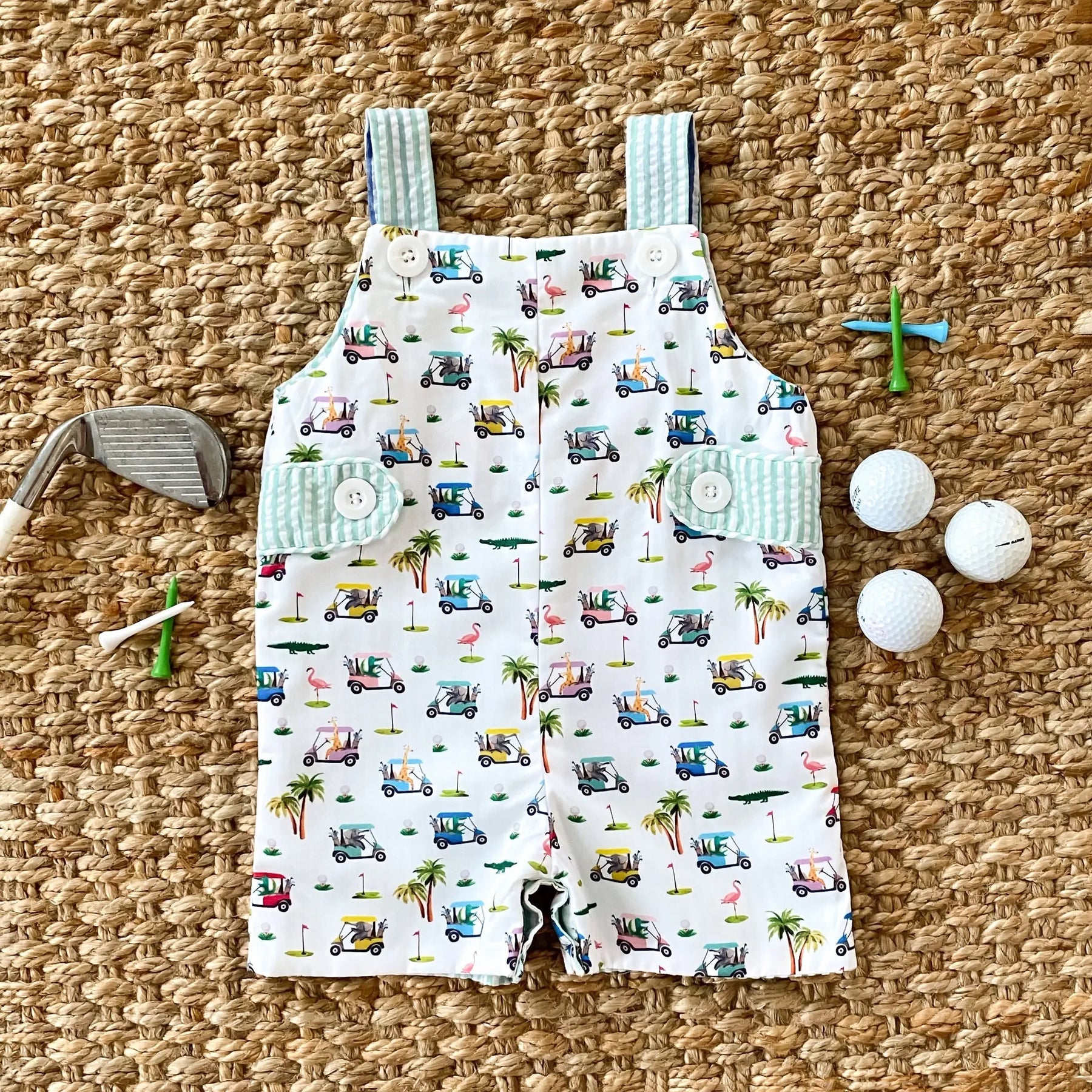 Reversible The Palms Golf Jon Jon by Seven Lantern Lane, children's boutique clothing detail photo 2