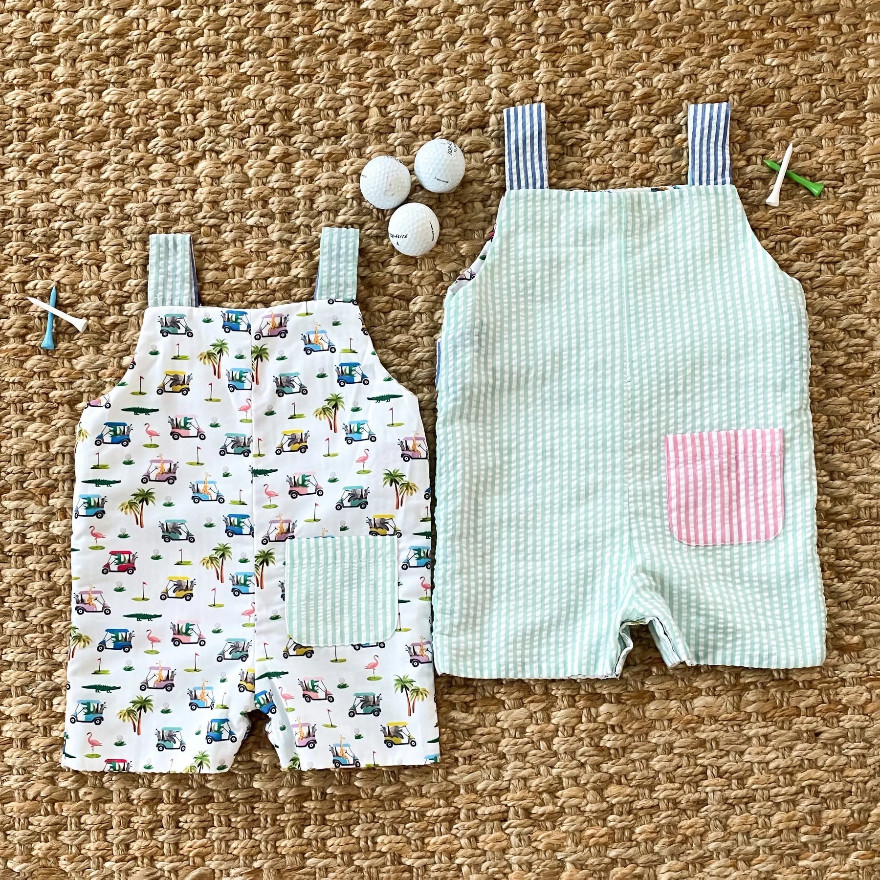 Reversible The Palms Golf Jon Jon by Seven Lantern Lane, children's boutique clothing detail photo 4