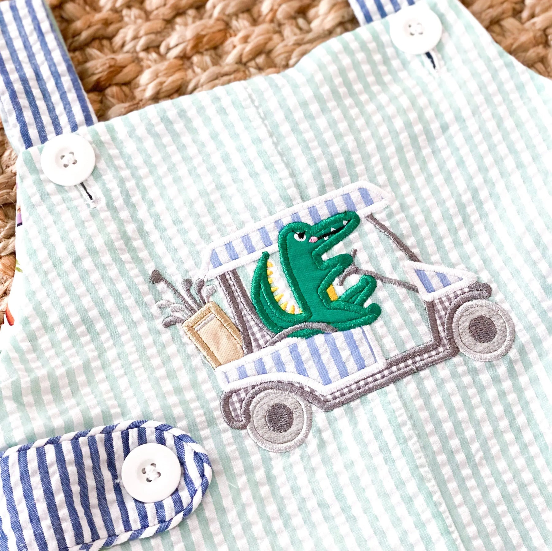 Reversible The Palms Golf Jon Jon by Seven Lantern Lane, children's boutique clothing detail photo 5