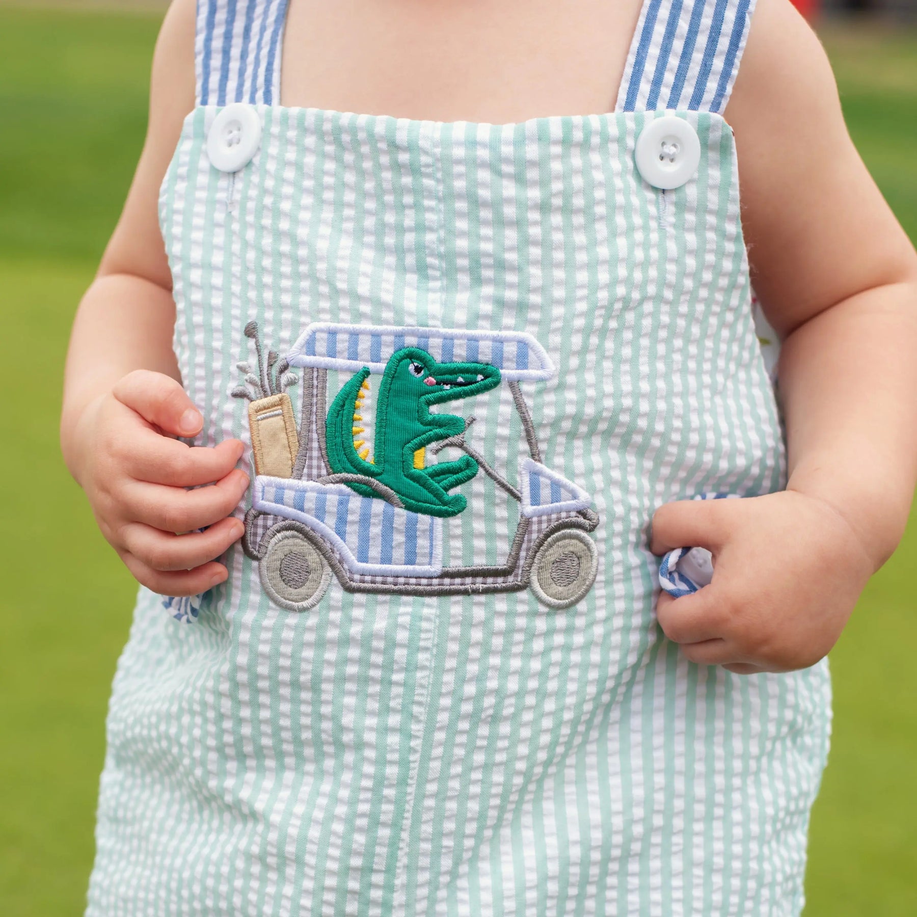 Reversible The Palms Golf Jon Jon by Seven Lantern Lane, children's boutique clothing detail photo 7