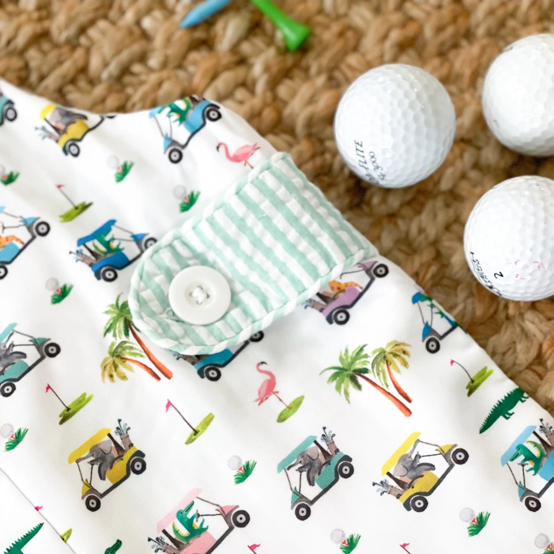 Reversible The Palms Golf Jon Jon by Seven Lantern Lane, children's boutique clothing detail photo 8