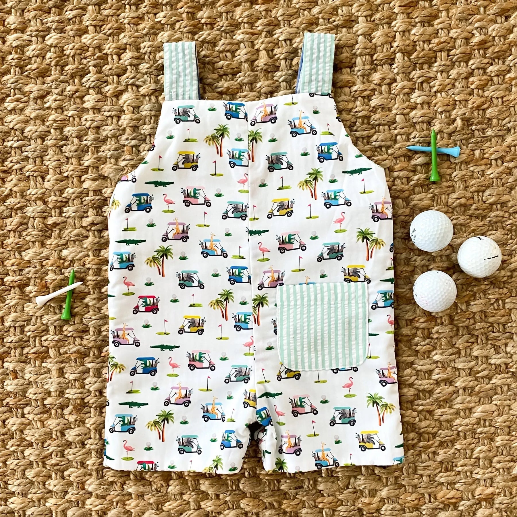 Reversible The Palms Golf Jon Jon by Seven Lantern Lane, children's boutique clothing detail photo 13