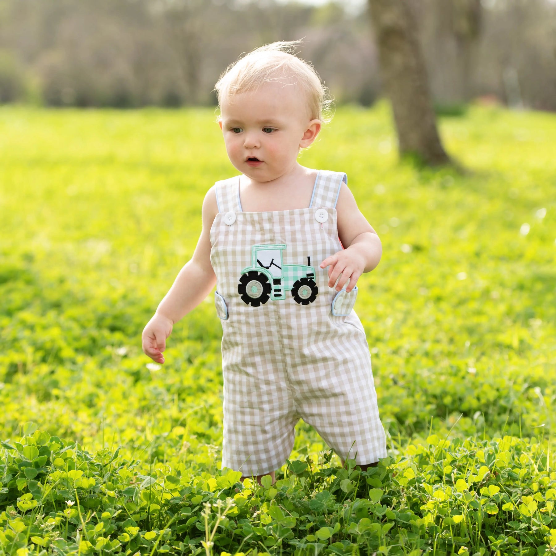 Reversible Tractor / Little Blue Farm Truck Jon Jon by Seven Lantern Lane, children's boutique clothing detail photo 5
