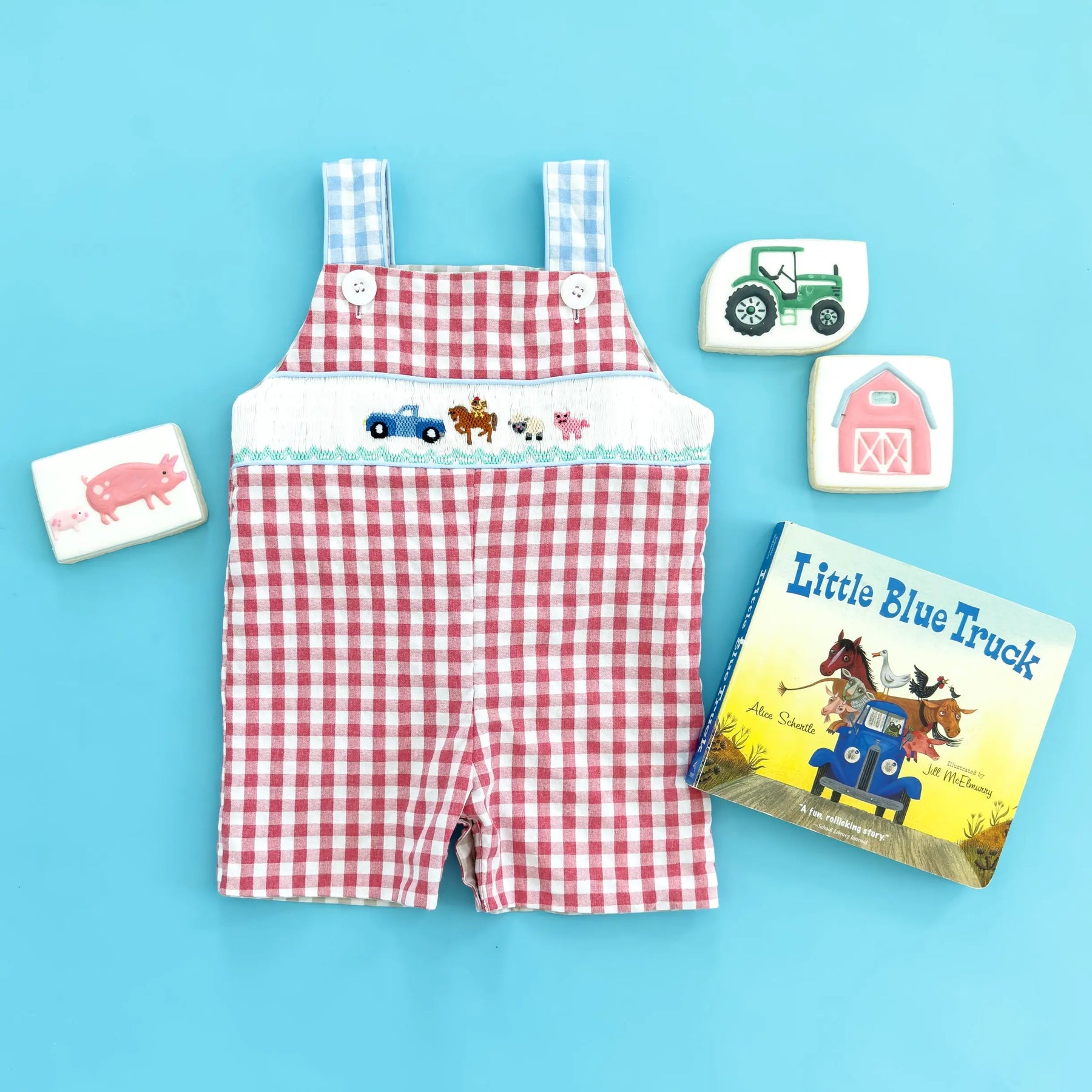 Reversible Tractor / Little Blue Farm Truck Jon Jon by Seven Lantern Lane, children's boutique clothing detail photo 9