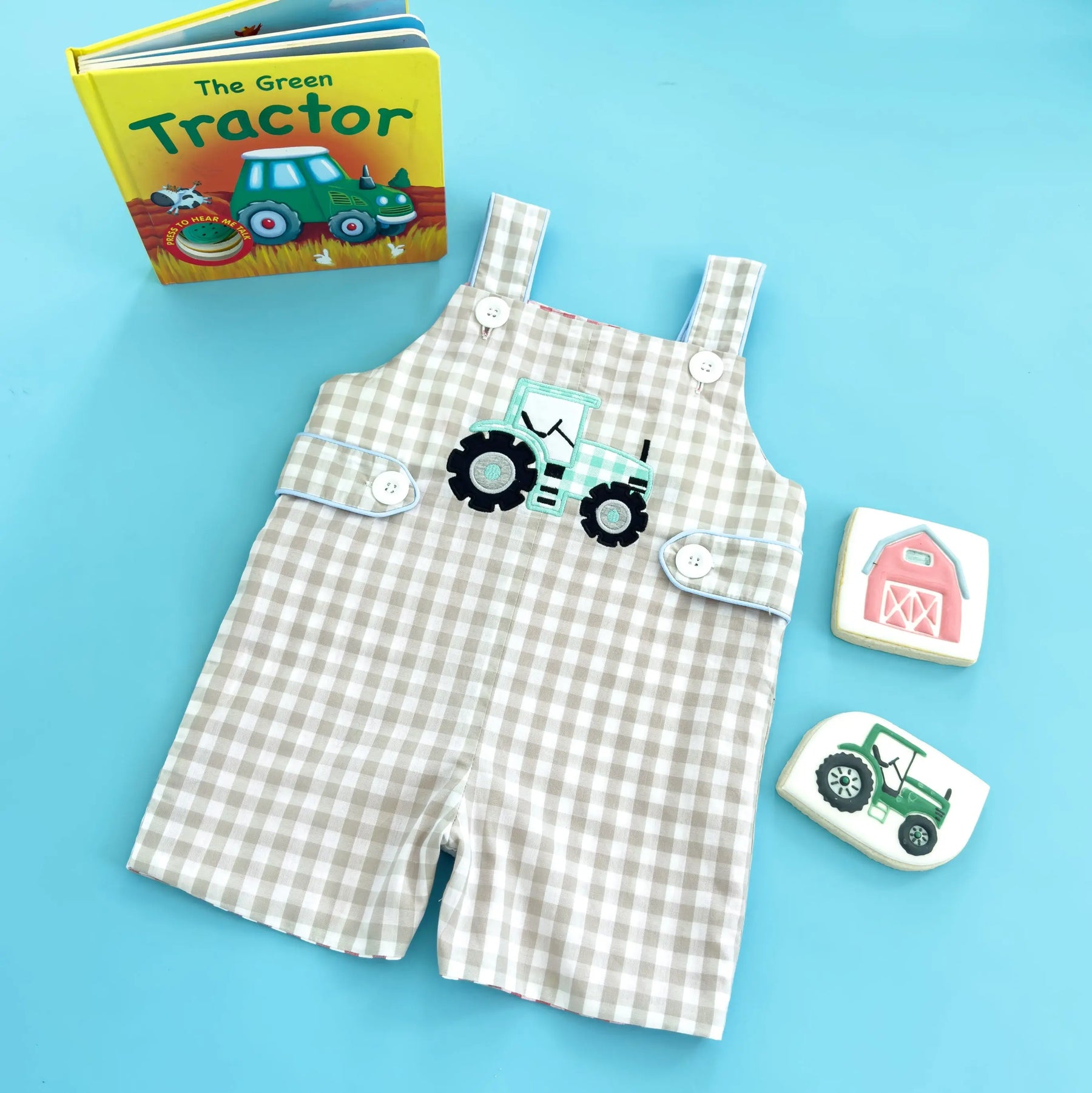 Reversible Tractor / Little Blue Farm Truck Jon Jon by Seven Lantern Lane, children's boutique clothing detail photo 11