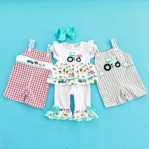 Reversible Tractor / Little Blue Farm Truck Jon Jon by Seven Lantern Lane, children's boutique clothing detail photo 12