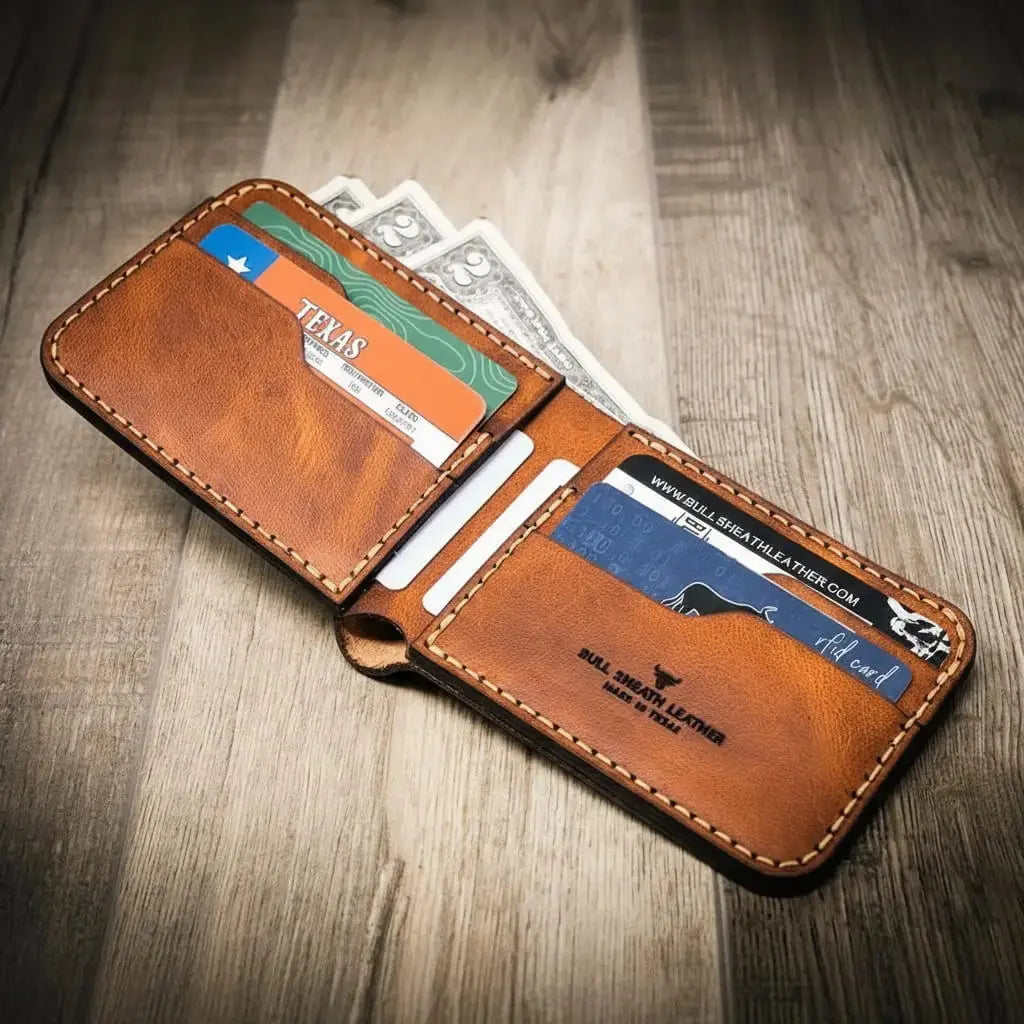 Rio Grande Bifold Wallet by Bull Sheath Leather, handmade leather goods detail photo 12
