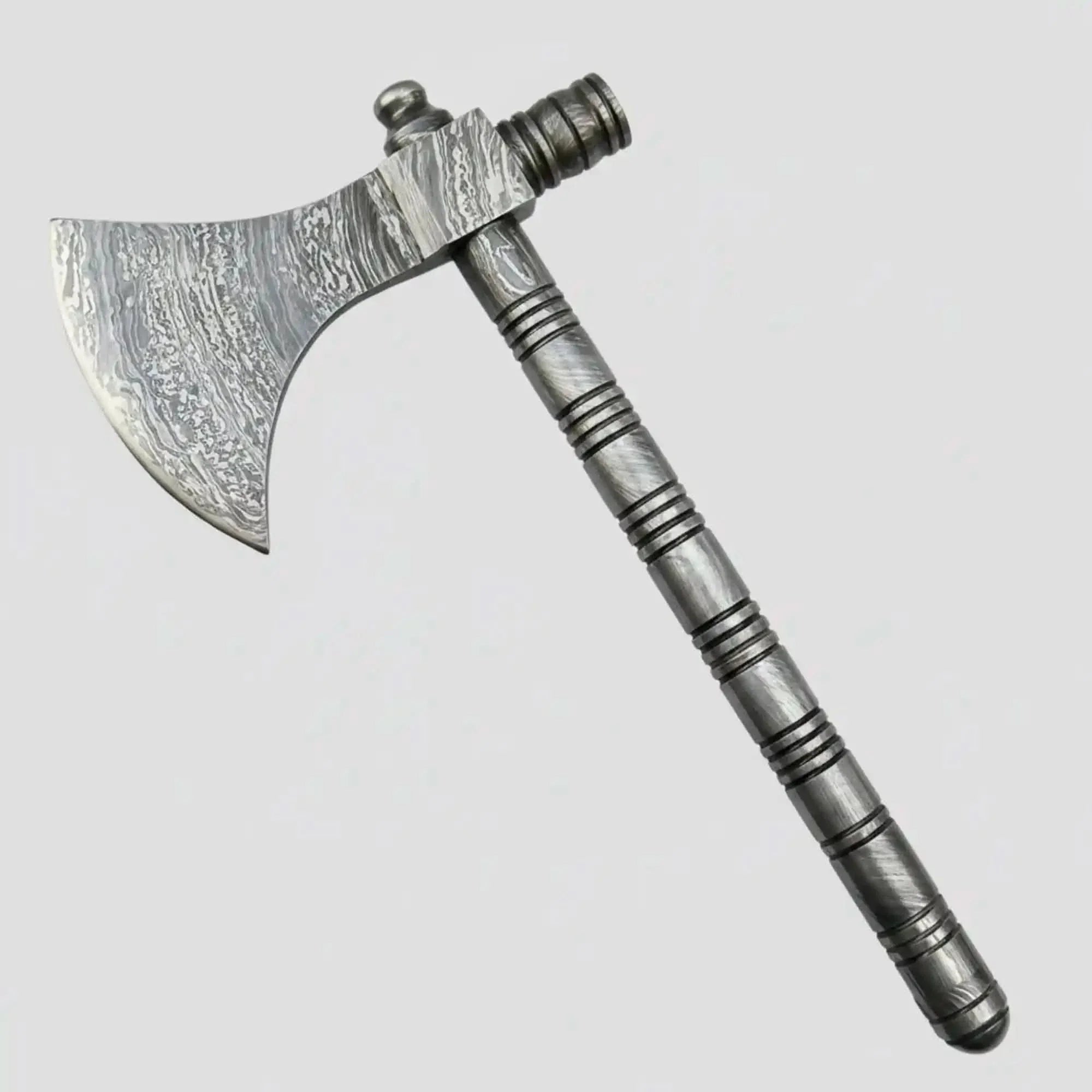 Damascus Steel Tabar Style Hand Axe with Crescent Edge and Spike | JW SteelCrafts by JW SteelCrafts, scented candle detail photo 2