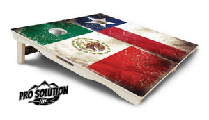 Rustic Texas & Mexico Flag Cornhole Boards - Pro Solution Lite Series by Cornhole Solutions, custom cornhole board detail photo 4
