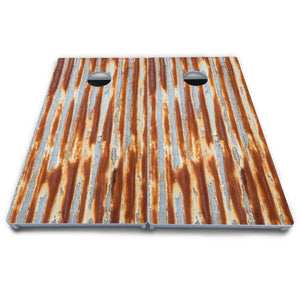 Rustic Tin Roof Cornhole Boards - All Weather Series by Cornhole Solutions, custom cornhole board detail photo 4