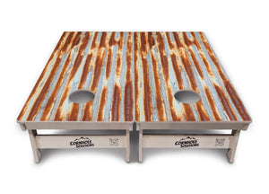 Rustic Tin Roof Cornhole Boards - Professional Tournament Cornhole Boards by Cornhole Solutions, custom cornhole board detail photo 2
