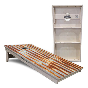 Rustic Tin Roof Cornhole Boards - Professional Tournament Cornhole Boards by Cornhole Solutions, custom cornhole board detail photo 5