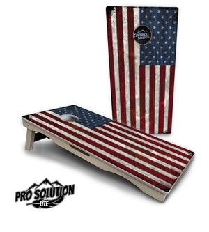 Rustic USA Flag Cornhole Boards - Pro Solution Elite Series by Cornhole Solutions, custom cornhole board detail photo 2