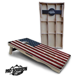 Rustic USA Flag Cornhole Boards - Pro Solution Lite Series by Cornhole Solutions, custom cornhole board main product photo