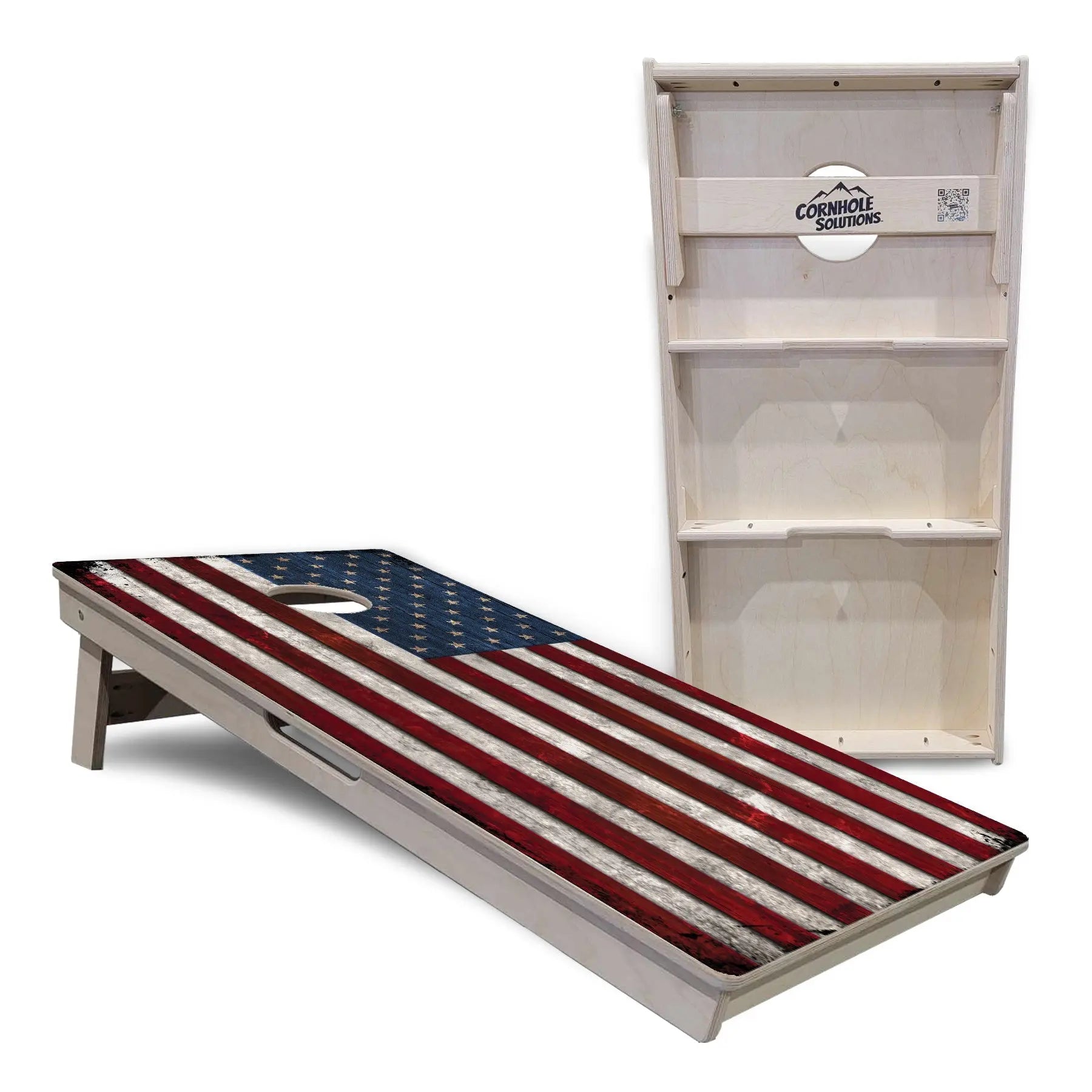 Rustic USA Flag Cornhole Boards - Professional Tournament Series by Cornhole Solutions, custom cornhole board detail photo 4