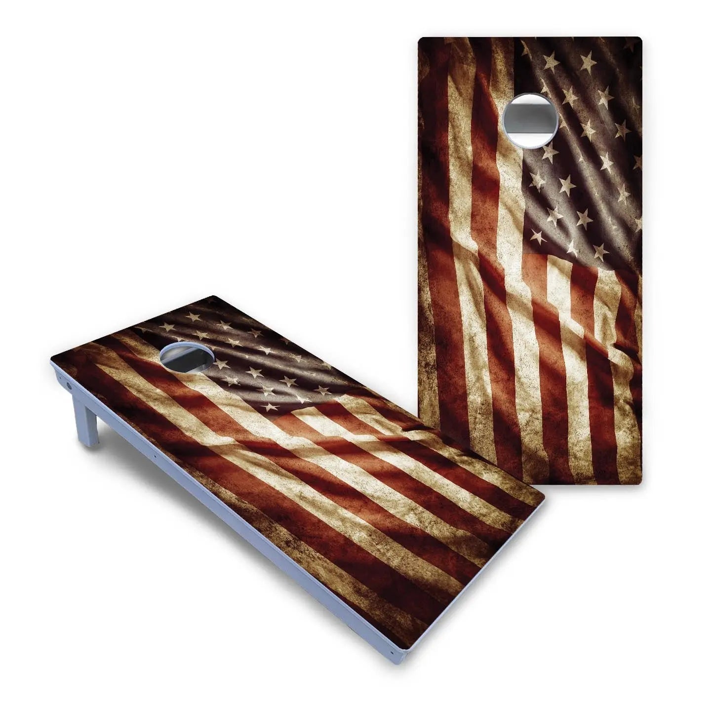 Rustic Wavy Flag Cornhole Boards - All Weather Series Cornhole Solutions