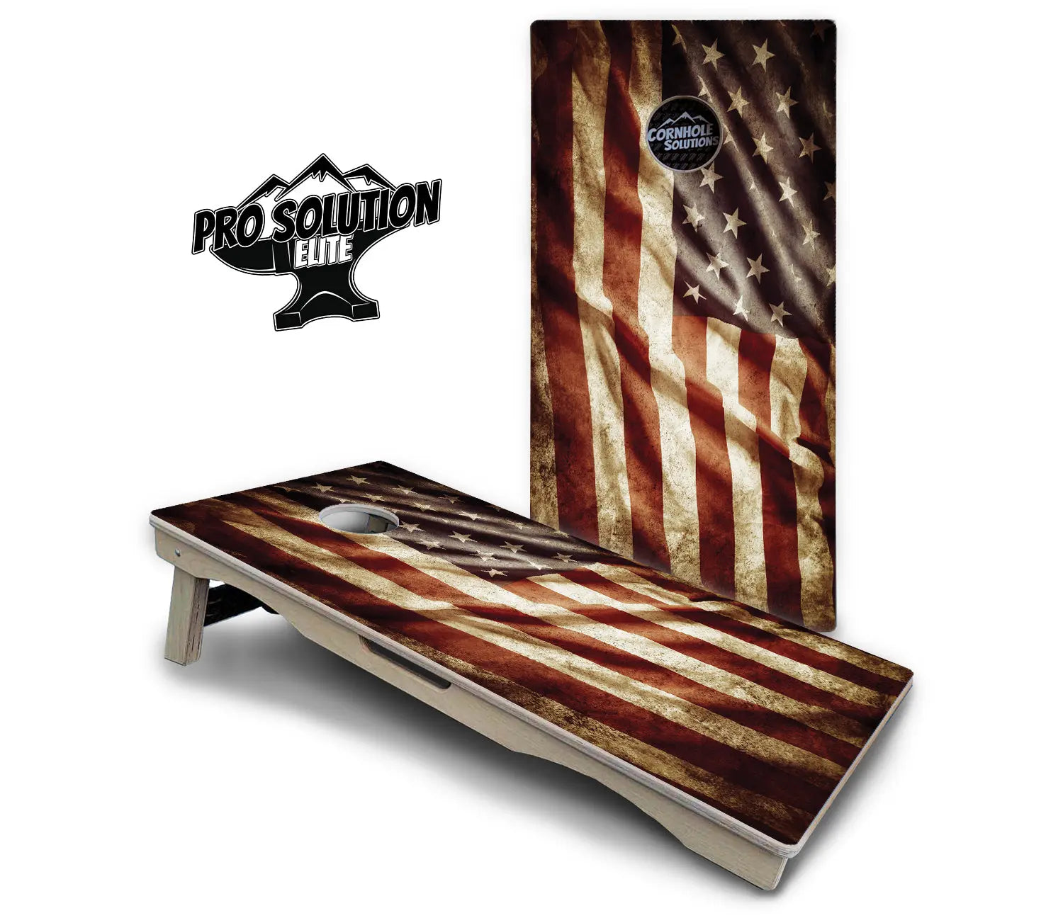 Rustic Wavy Flag Cornhole Boards - Pro Solution Elite Series by Cornhole Solutions, custom cornhole board detail photo 2