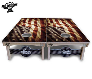 Rustic Wavy Flag Cornhole Boards - Pro Solution Elite Series by Cornhole Solutions, custom cornhole board detail photo 3