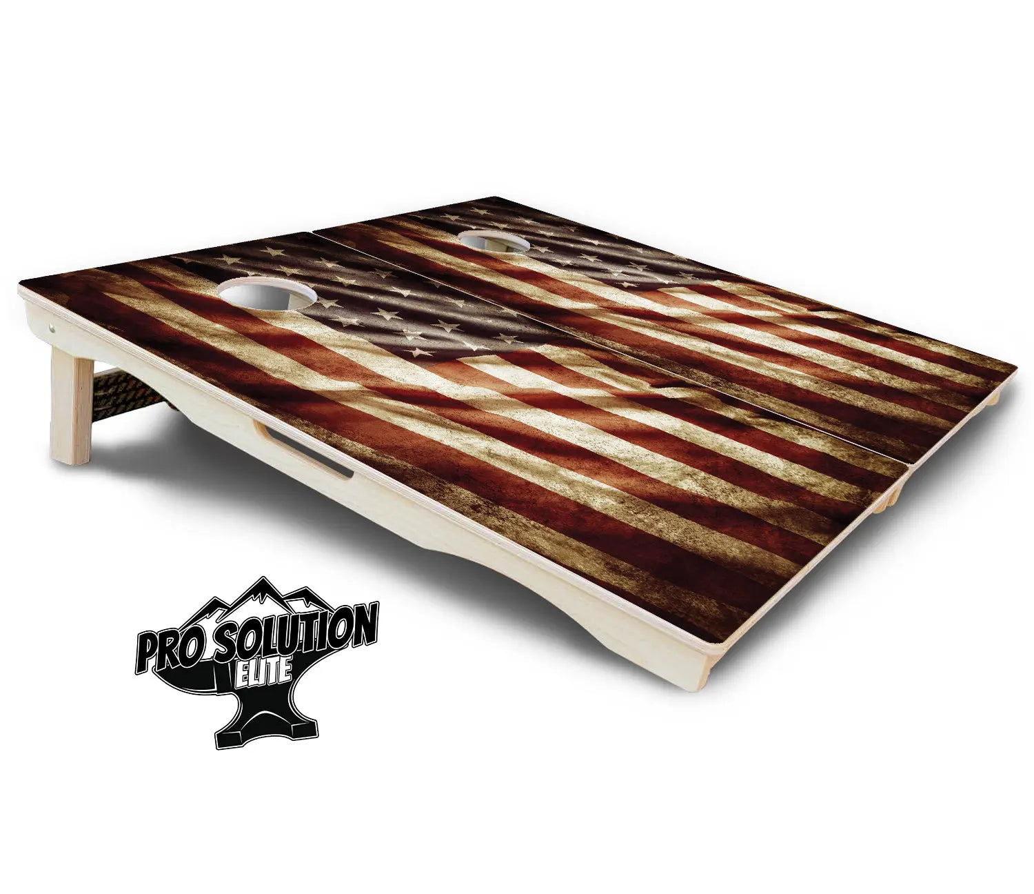 Rustic Wavy Flag Cornhole Boards - Pro Solution Elite Series by Cornhole Solutions, custom cornhole board detail photo 5