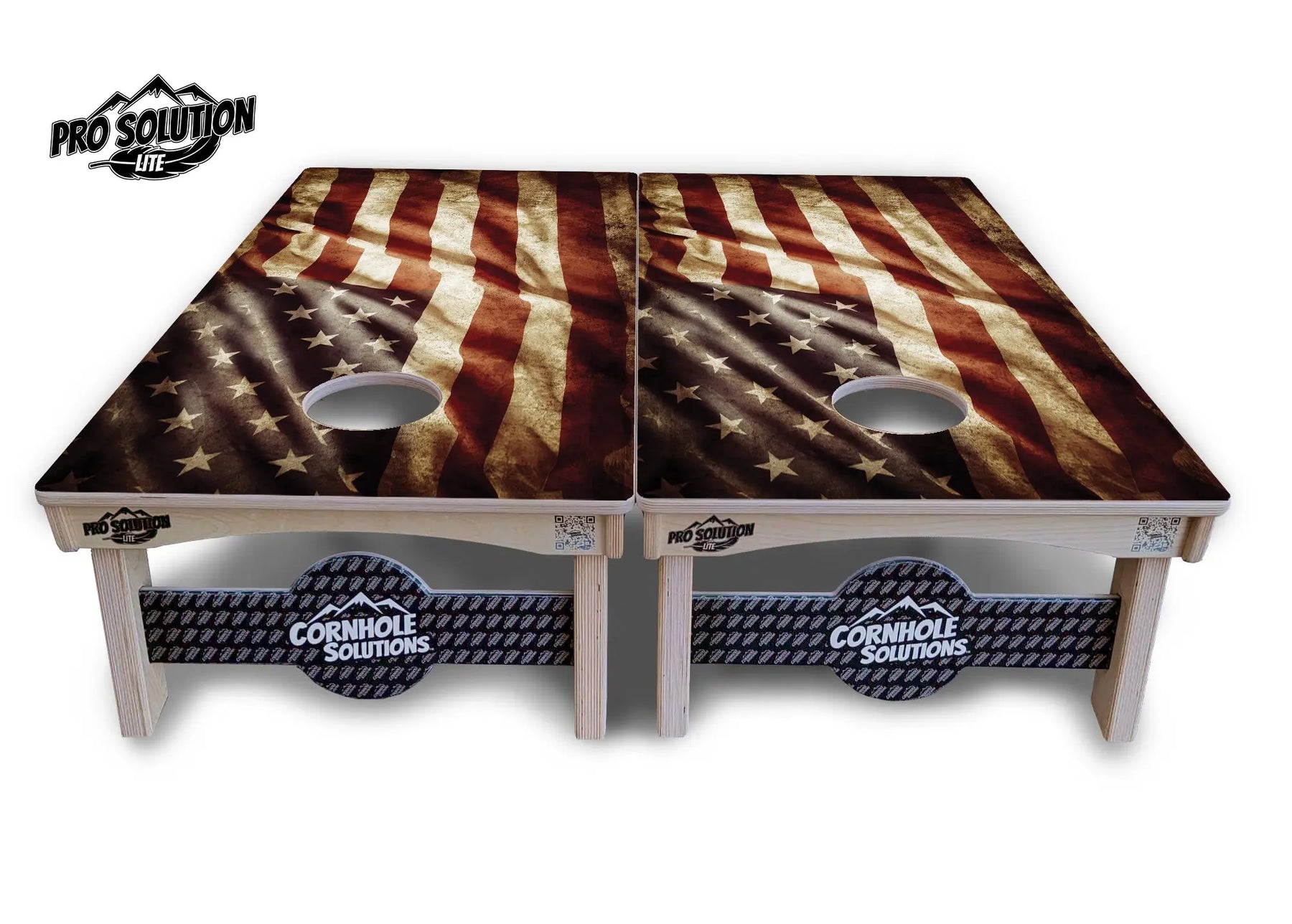 Rustic Wavy Flag Cornhole Boards - Pro Solution Lite Series by Cornhole Solutions, custom cornhole board detail photo 3
