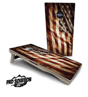 Rustic Wavy Flag Cornhole Boards - Pro Solution Lite Series by Cornhole Solutions, custom cornhole board detail photo 4