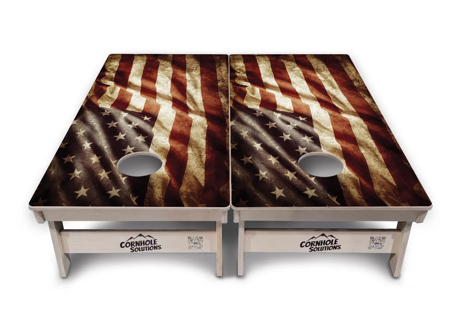Rustic Wavy Flag Cornhole Boards - Professional Tournament Series by Cornhole Solutions, custom cornhole board detail photo 2