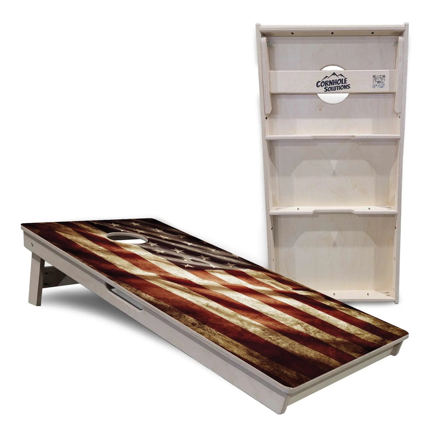 Rustic Wavy Flag Cornhole Boards - Professional Tournament Series by Cornhole Solutions, custom cornhole board detail photo 5