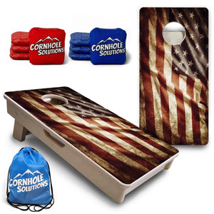 Rustic Wavy Flag - Mini or Vacation Size Cornhole Boards by Cornhole Solutions, custom cornhole board main product photo