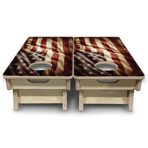 Rustic Wavy Flag - Mini or Vacation Size Cornhole Boards by Cornhole Solutions, custom cornhole board detail photo 4
