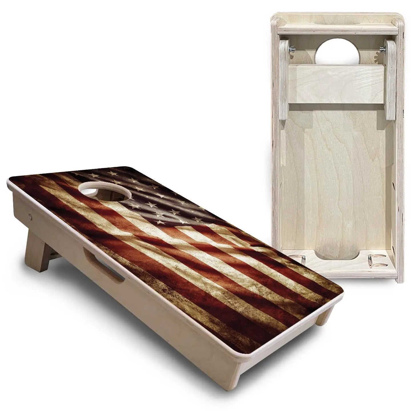 Rustic Wavy Flag - Mini or Vacation Size Cornhole Boards by Cornhole Solutions, custom cornhole board detail photo 5