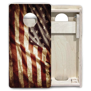 Rustic Wavy Flag - Mini or Vacation Size Cornhole Boards by Cornhole Solutions, custom cornhole board detail photo 6