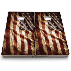 Rustic Wavy Flag - Mini or Vacation Size Cornhole Boards by Cornhole Solutions, custom cornhole board detail photo 7