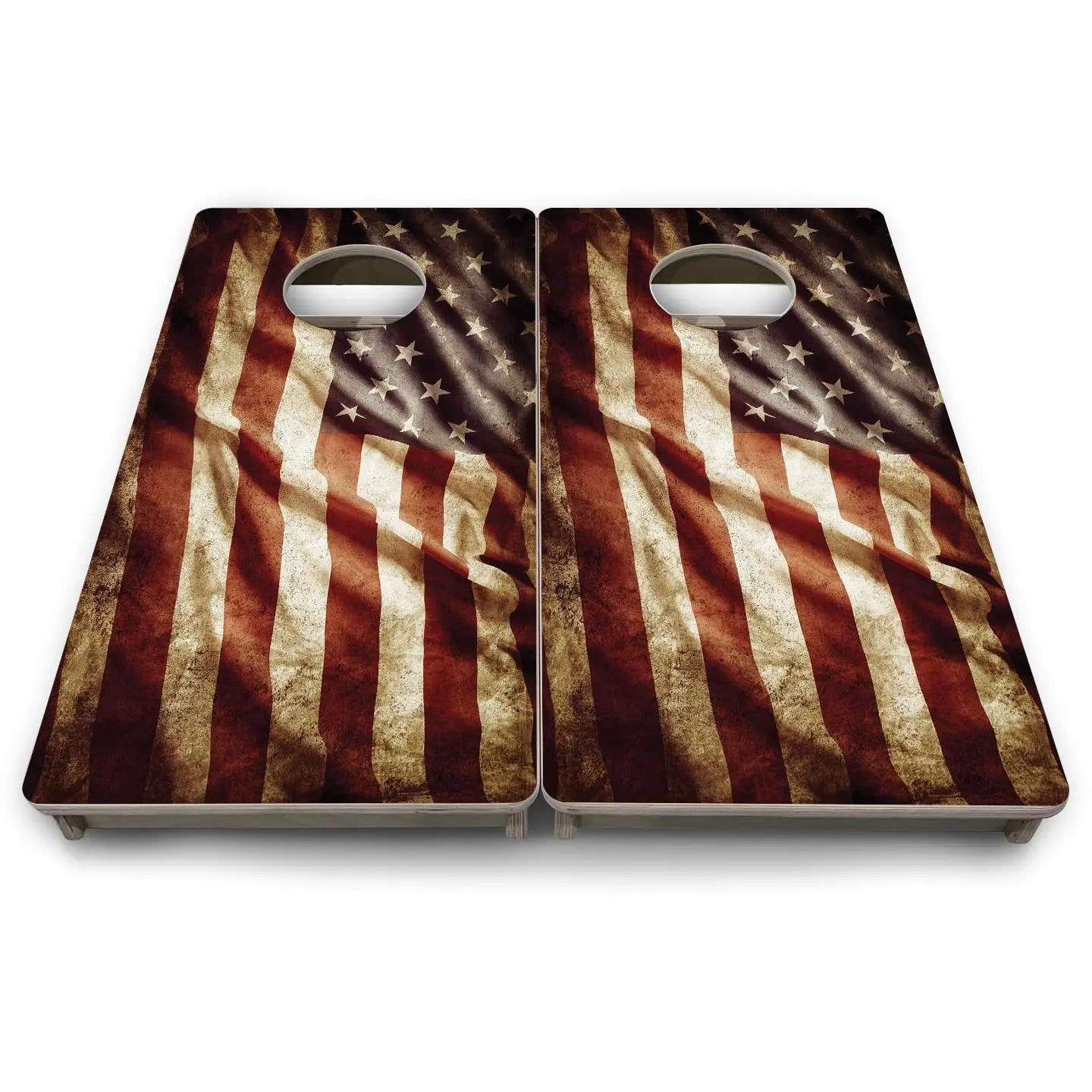 Rustic Wavy Flag - Mini or Vacation Size Cornhole Boards by Cornhole Solutions, custom cornhole board detail photo 9