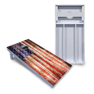 Rustic Wood Flag Cornhole Boards - All Weather Series by Cornhole Solutions, custom cornhole board main product photo