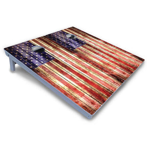 Rustic Wood Flag Cornhole Boards - All Weather Series by Cornhole Solutions, custom cornhole board detail photo 3