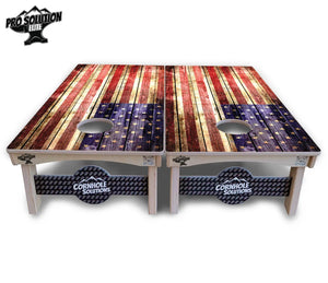 Rustic Wood Flag Cornhole Boards - Pro Solution Elite Series by Cornhole Solutions, custom cornhole board detail photo 3