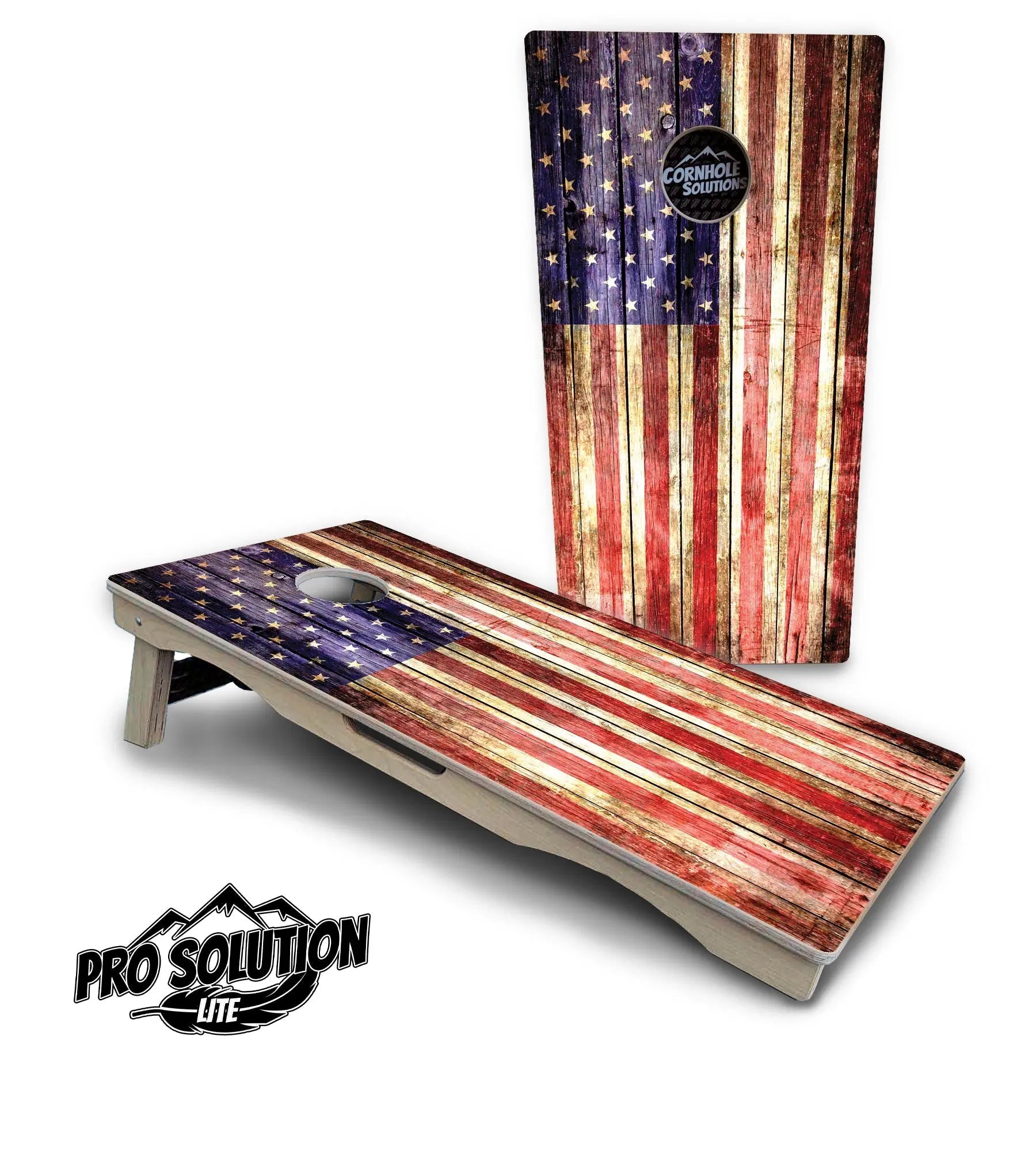 Rustic Wood Flag Cornhole Boards - Pro Solution Lite Series by Cornhole Solutions, custom cornhole board detail photo 4
