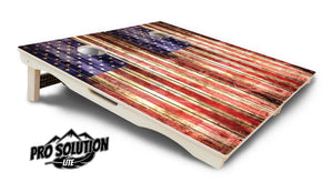 Rustic Wood Flag Cornhole Boards - Pro Solution Lite Series by Cornhole Solutions, custom cornhole board detail photo 5